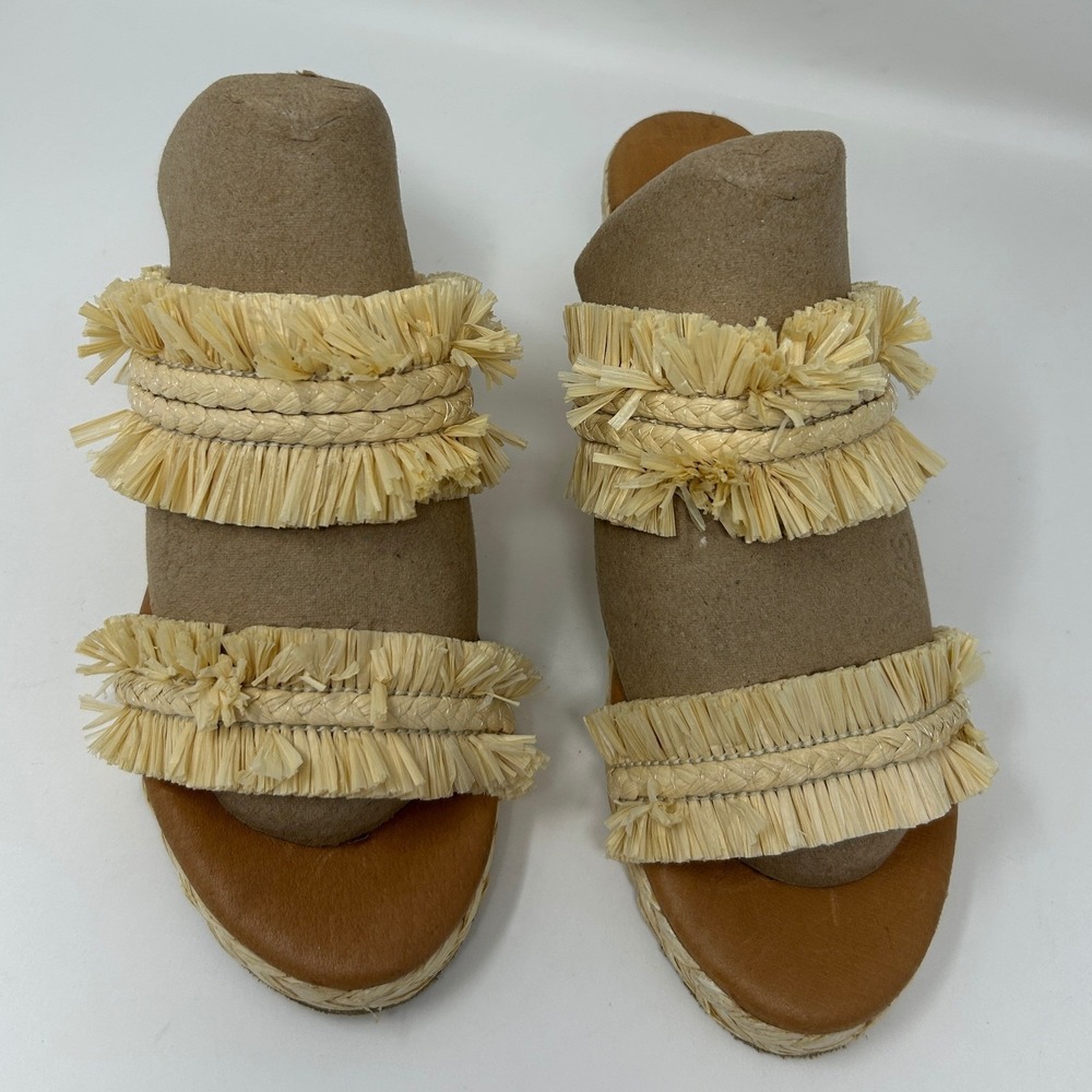 Andre Assous Raffia Fringe Espadrille Wedge Sandals Spain Women EUR 39 US 8.5